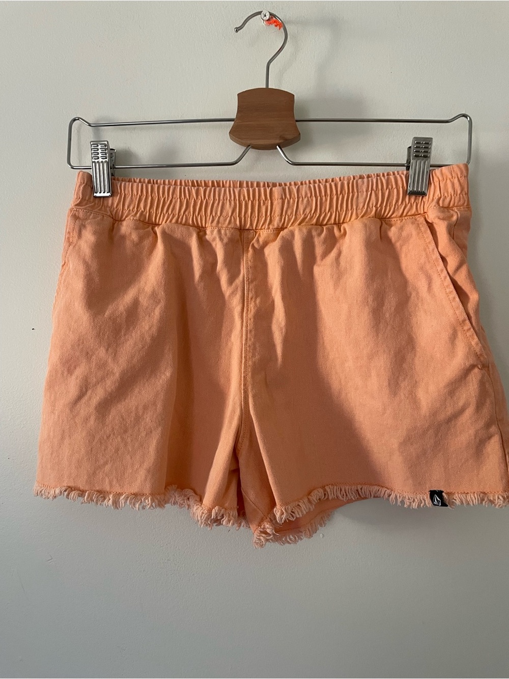 Volcom Peach Elastic Waist Frayed-Hem Kids Shorts